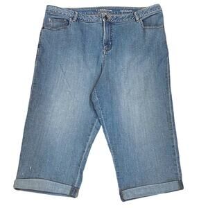 CROFT & BARROW Capri Denim Lightwash Blue Jeans Cuff & Pockets ~ Women's Size 16